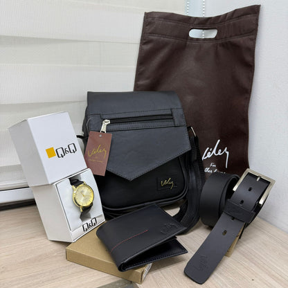 Combo Lancelot – Bolsa + Cartera + Correa + ¡Reloj Q&Q de obsequio!