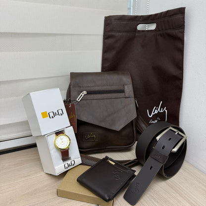 Combo Lancelot – Bolsa + Cartera + Correa + ¡Reloj Q&Q de obsequio!