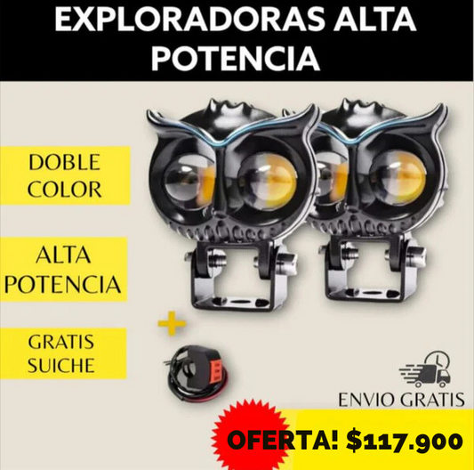 DualPower Led Par Exploradoras Turbo Led Búho Doble Color ALTA POTENCIA Moto / Carro 🚨 - [PROMOCIÓN DISPONIBLE SOLO HOY]