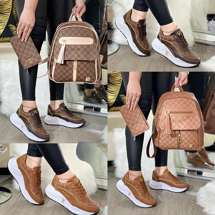 Combo Dama LV (Morral + Billetera + Tenis) 👟👜👛  - [PROMOCIÓN DISPONIBLE SOLO HOY]