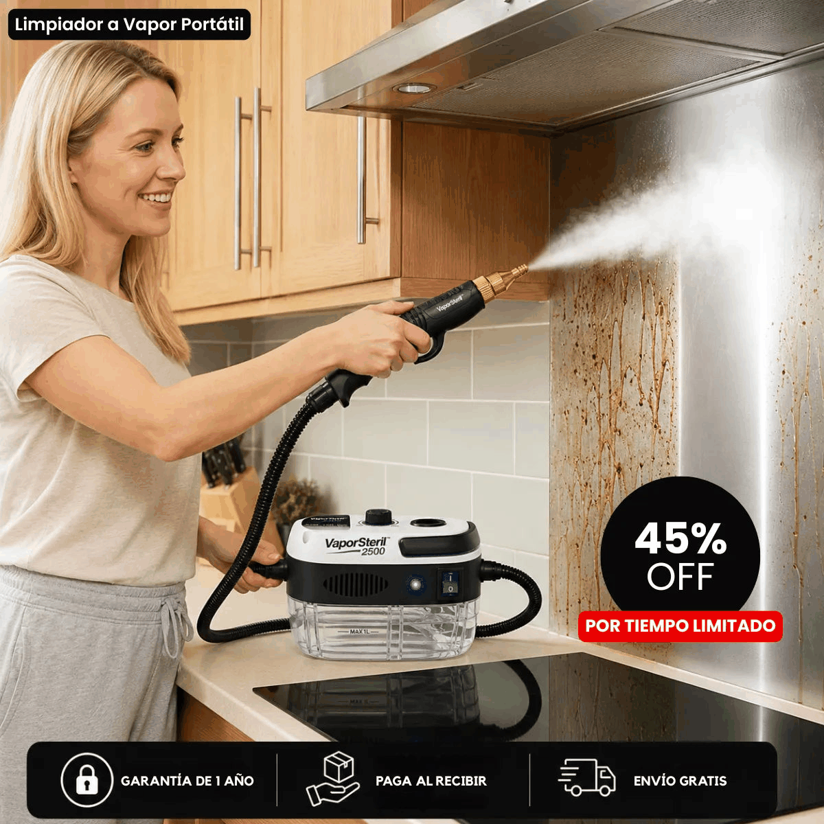 VaporSteril 2500 - Limpieza Profunda Sin Químicos - Imagen 1