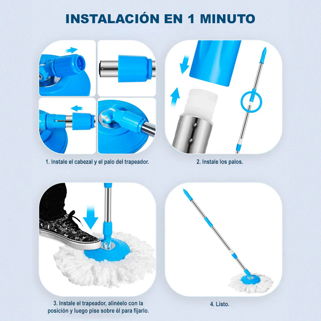 TrapPro 360° (2 Mopas + Balde Escurridor)